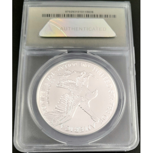 508 - A Presentation Cased, Slabbed, ‘Inaugural Strike’ 2022 Silver Eagle Coin - Grade MS70 (no. 71 of 495... 