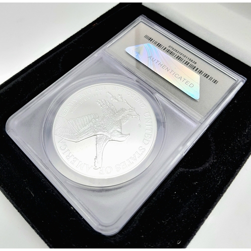 508 - A Presentation Cased, Slabbed, ‘Inaugural Strike’ 2022 Silver Eagle Coin - Grade MS70 (no. 71 of 495... 