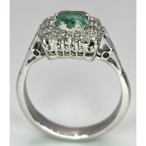 303 - Two Platinum Gemstone Rings. 0.50ct diamond solitaire - size L and an emerald with diamond surround ... 