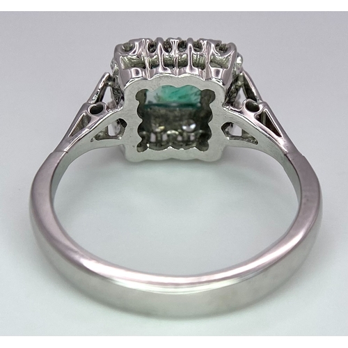 303 - Two Platinum Gemstone Rings. 0.50ct diamond solitaire - size L and an emerald with diamond surround ... 