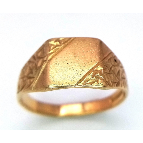 A Vintage 9K Yellow Gold Signet Ring. Size Q 1/2. Full UK hallmarks. 3 ...