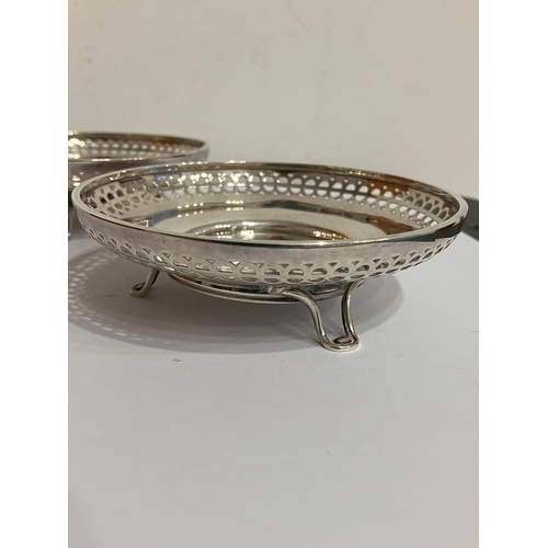 154 - Antique SILVER Pair of BON BON DISHES. Hallmark for A and J Zimmerman, Birmingham 1925. Lovely art d... 