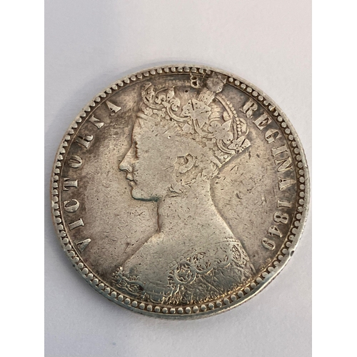 203 - 1849 GOTHIC SILVER FLORIN.  This coin from the mintage with the infamous missing Del Gratia which ca... 