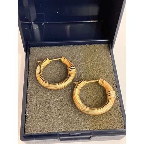 49 - Classic 9 carat GOLD HOOP EARRINGS. Having swirl design with WHITE GOLD contrast detail. Full UK hal... 