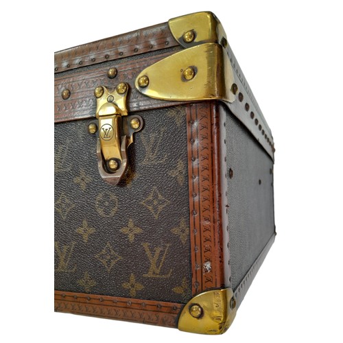 37 - A Vintage Possibly Antique Louis Vuitton Trunk/Hard Suitcase. The smaller brother of Lot 38! Canvas ... 