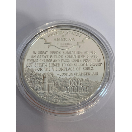 406 - 1995 SILVER ‘CIVIL WAR’ DOLLAR. San Francisco mint. Complete with certificate of authenticity. Condi... 