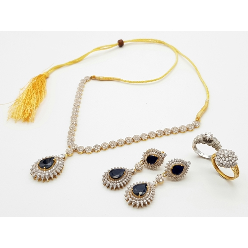 312 - A Fabulous Jewellery Lot! A 21K Rich Yellow Gold Diamond and White Stone (one missing) Necklace with... 