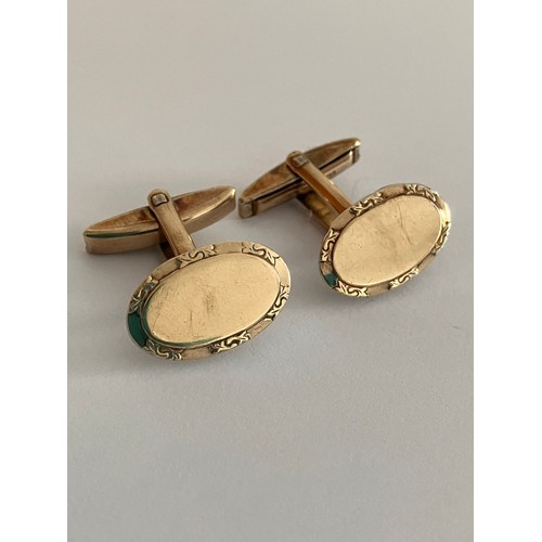 518 - Vintage 9 carat GOLD on SILVER CUFFLINKS. 7.8 grams.