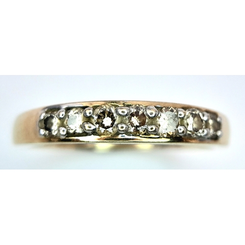 589 - A 9K YELLOW GOLD DIAMOND SET BAND RING. 0.25ctw, Size N, 1.8g total weight. Ref: SC 8007