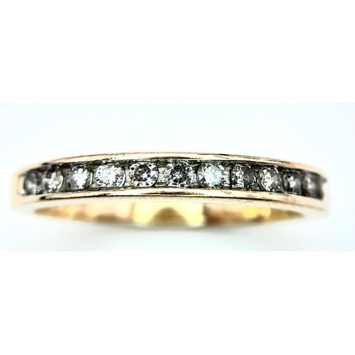 613 - A 14K YELLOW GOLD DIAMOND HALF ETERNITY RING. 0.25ctw, Size N, 2.4g total weight. Ref: SC 8049