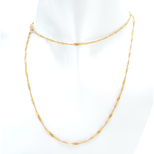 509 - An elegant 9 K yellow gold rope chain necklace, length: 61 cm, weight: 2.3 g.