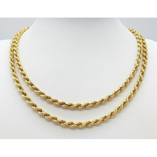 2 - A 9K Yellow Gold Rope Necklace. 74cm. 14.3g weight.