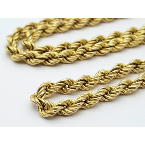 2 - A 9K Yellow Gold Rope Necklace. 74cm. 14.3g weight.