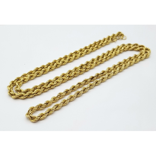 2 - A 9K Yellow Gold Rope Necklace. 74cm. 14.3g weight.