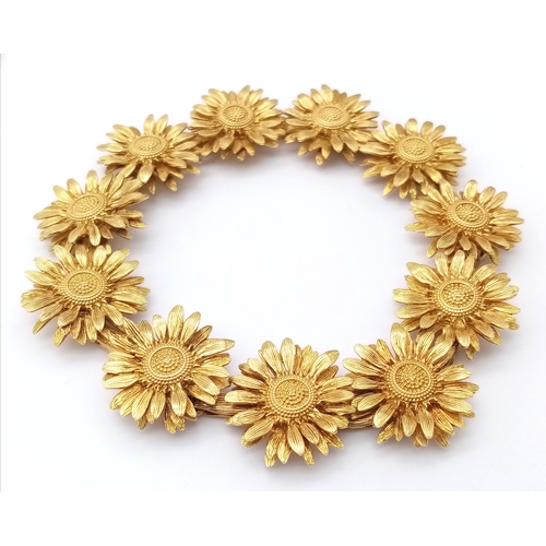 3 - AN 18K YELLOW GOLD ASPREYS DAISY LINK BRACELET. 18cm length, 34.3g weight. Ref: SC8128