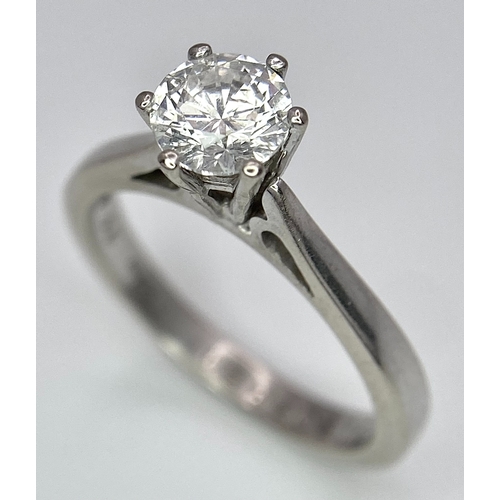 5 - AN 18K WHITE GOLD DIAMOND SOLITAIRE RING -  BRILLIANT ROUND CUT 0.70CT. 4.2G. SIZE M