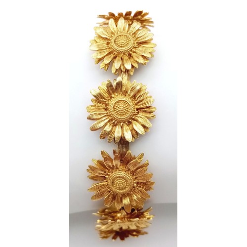 3 - AN 18K YELLOW GOLD ASPREYS DAISY LINK BRACELET. 18cm length, 34.3g weight. Ref: SC8128