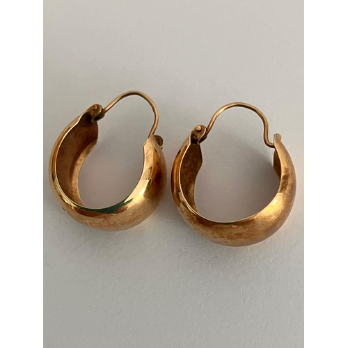 483 - Classic 9 carat GOLD WIDE BAND HOOP EARRINGS. Full UK hallmark. Please see pictures. 2.48 Grams.