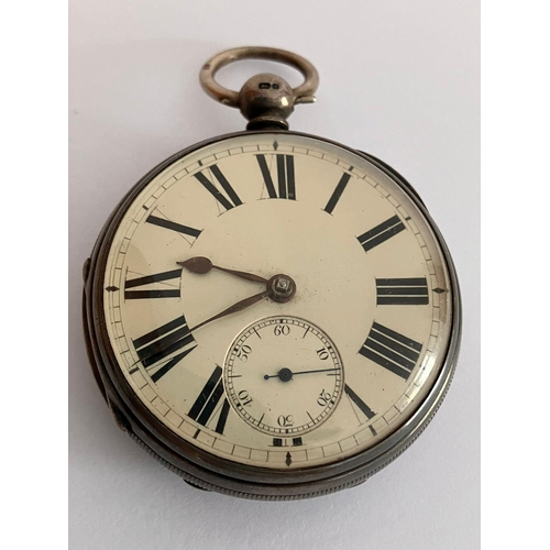 490 - Antique SILVER POCKET WATCH with Silver Case hallmarked Robert John Pike, London 1873. Watch mechani... 