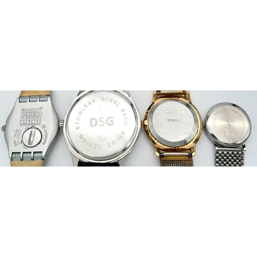 626 - A Parcel of Five Vintage Watches. Comprising: 1) A Ladies Roman Numeral Oval Case Quartz Watch by Co... 