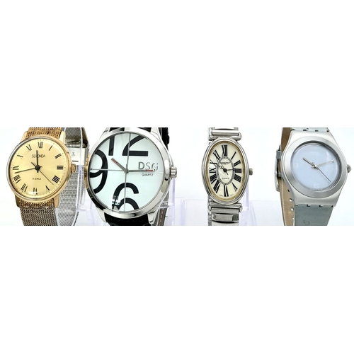 626 - A Parcel of Five Vintage Watches. Comprising: 1) A Ladies Roman Numeral Oval Case Quartz Watch by Co... 