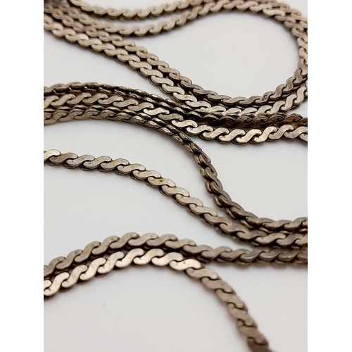 708 - A 78cms HERRINGBONE LINK CHAIN IN 925 SILVER .     13gms