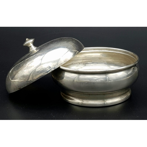 1846 - A SOLID SILVER TRINKET BOX IN THE SHAPE OF A SERVICE BELL .   164gms    11cms DIAMETER