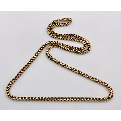 15 - A beautiful 9 K yellow gold heavy chain necklace with a herringbone design, length: 63 cm, weight: 4... 