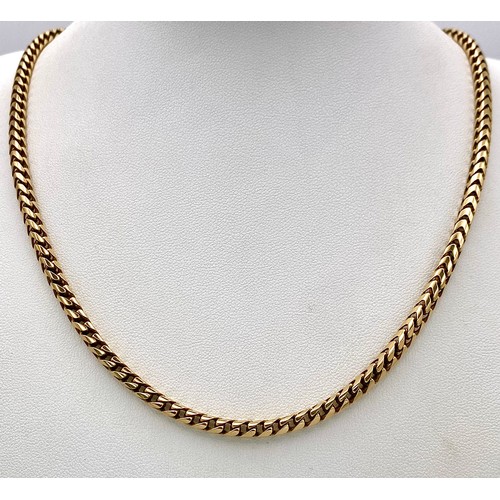 15 - A beautiful 9 K yellow gold heavy chain necklace with a herringbone design, length: 63 cm, weight: 4... 