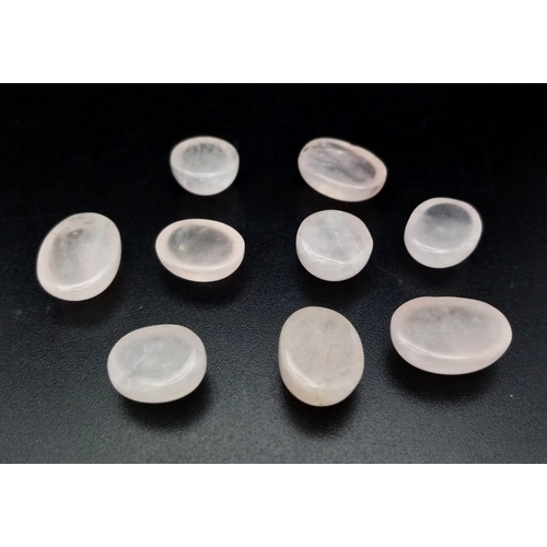504 - 45.65Ct Cabochon, Rose Quartz Gemstones, Lot of 9 Pcs , Oval Shapes .