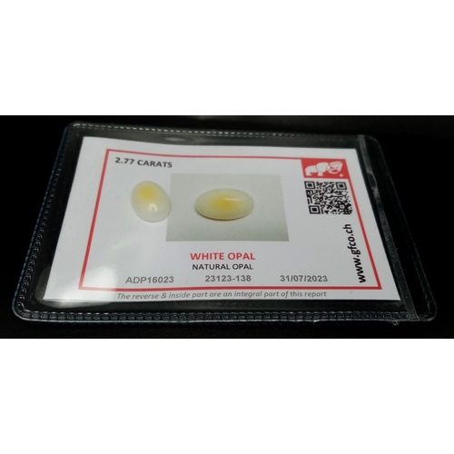 132 - A 2.77ct Ethiopian White Opal Gemstone. Comes with a GFCO certificate in a sealed package.