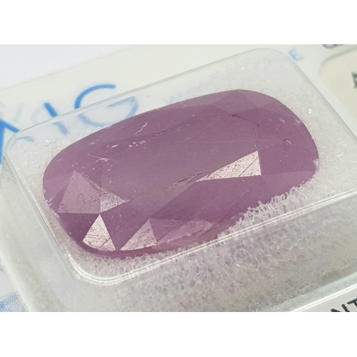 981 - A Sealed 18.9ct Natural Rare Ruby, in the Cushion Faceted Shape. Comes with the AIG Milan Certificat... 