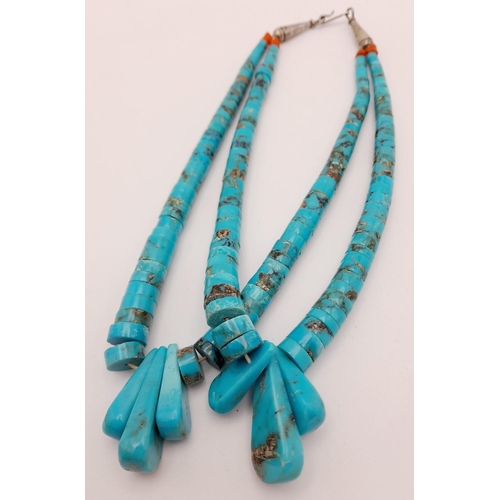 174 - A Historically significant Navaho Native American turquoise and sterling silver double necklace.
Thi... 