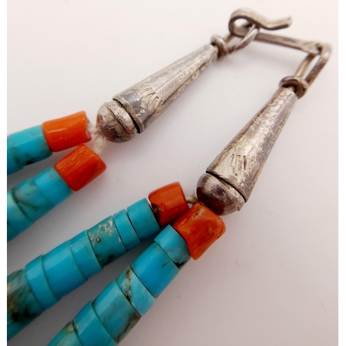 174 - A Historically significant Navaho Native American turquoise and sterling silver double necklace.
Thi... 