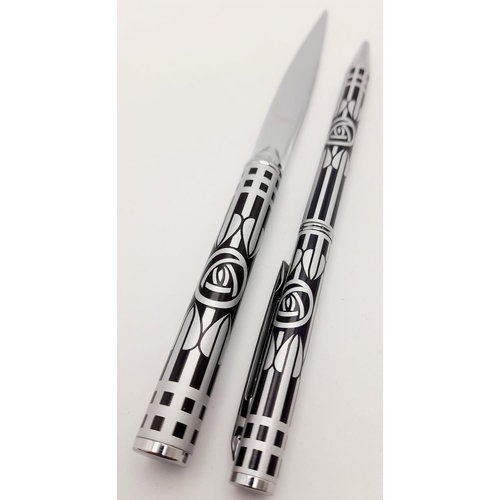 258 - An elegant and sophisticated ART DECO Rennie Mackintosh (1868-1928) pen and letter opener set in ori... 