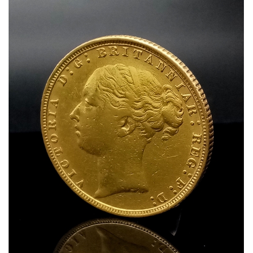 1 - An 1884 Queen Victoria 22K Gold Full Sovereign Coin. Good definition.