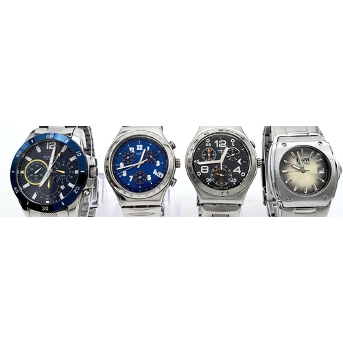 1696 - A Parcel of Four Vintage Men's Fashion Sports Watches. Comprising: 1) A Sekonda Stainless Steel Quar... 