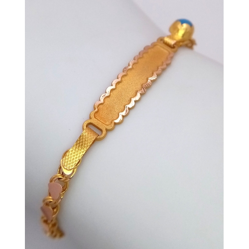 10 - A Babies 14K Gold Identity Bracelet. 12cm. 1.6g