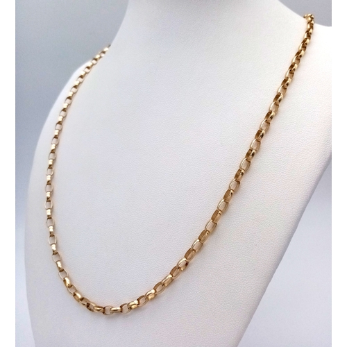 16 - A 9K Yellow Gold Belcher Chain. 60cm. 9.65g.