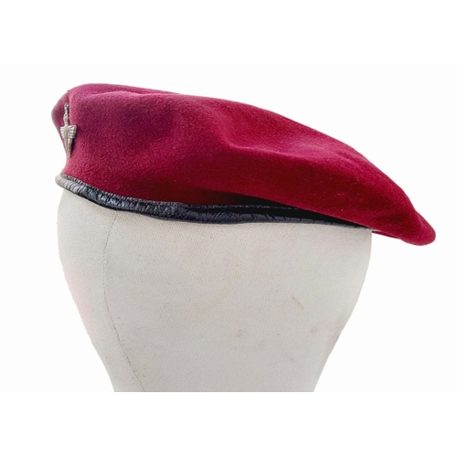 147 - 1943 Dated British Paratrooper Beret, The leather banding is coming away from the actual beret in pl... 