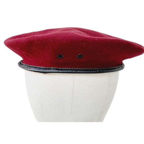 147 - 1943 Dated British Paratrooper Beret, The leather banding is coming away from the actual beret in pl... 