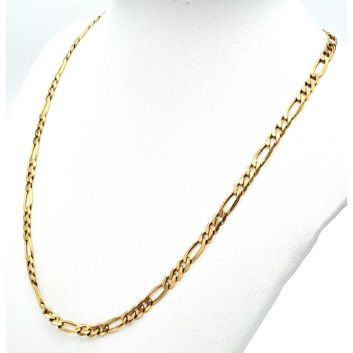 106 - A Vintage 9K Yellow Gold Figaro Link Chain. 44cm. 13.15g