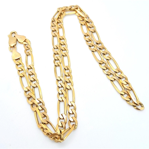 106 - A Vintage 9K Yellow Gold Figaro Link Chain. 44cm. 13.15g