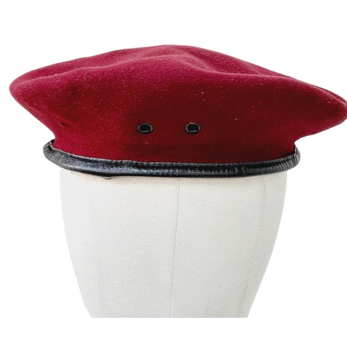 147 - 1943 Dated British Paratrooper Beret, The leather banding is coming away from the actual beret in pl... 