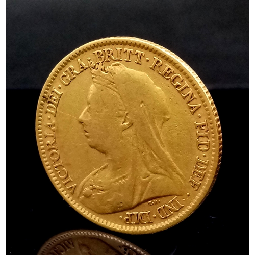 254 - An 1897 Queen Victoria 22K Gold Half Sovereign Coin.