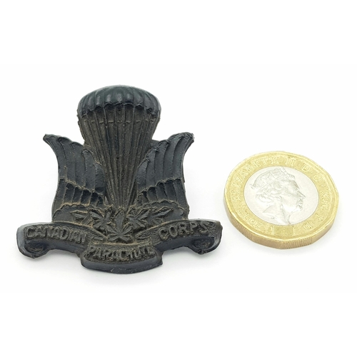 27 - Super WW2 Plastic (Cellulose Acetate) Economy Issue 1st Canadian Parachute Battalion Cap Badge with ... 