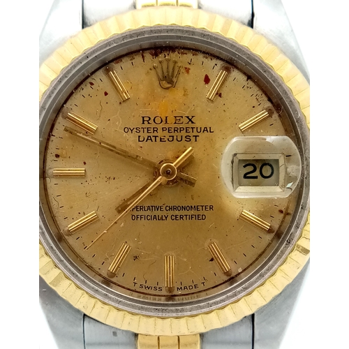 47 - A Bi-Metal Rolex Oyster Perpetual Datejust Ladies Watch. 18K gold bracelet and case - 26mm. NOTE: Th... 