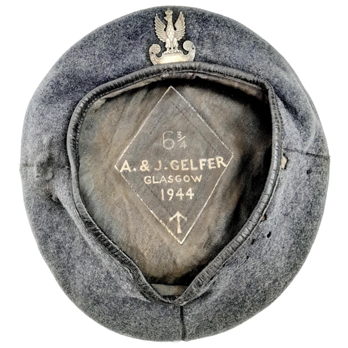 50 - 1944 Dated Polish Army Beret. Maker: A. & J. Gelfer, Glasgow. Found in an attic in the UK, A few lit... 