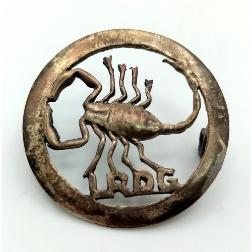 13 - WW2 Silver Long Range Desert Group Cap Badge. With Egyptian Hallmark, (most likely Cairo).