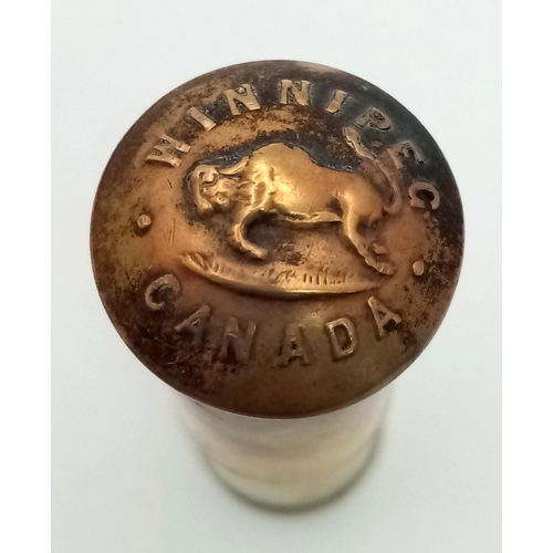 475 - A real rare “Been There” WW1 Trench Art Lighter with a button from the Canadian 27th Battalion City ... 